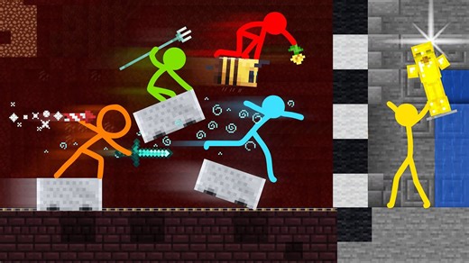 Note block race: Stick figures speed to the beat