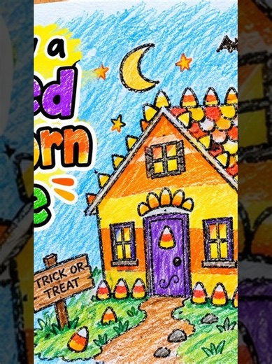 How to Draw a Haunted Candy Corn House for Halloween