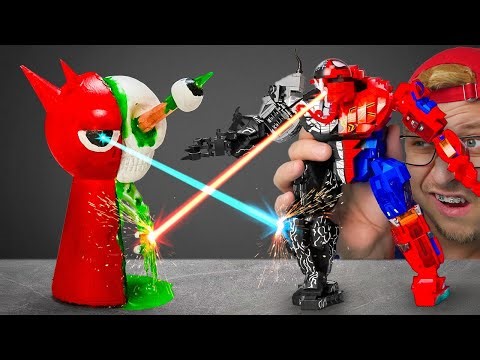 Help! Venomised Spiderman Vs DIY Transformers! The Ultimate DIY Battle! 😱