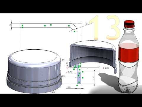 13-Project 57 | Soda Bottle with Cap |: bottle cap main body- sketch 1#solidworks #tutorial #drawing
