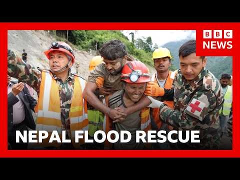 Two workers rescued from Nepal tunnel nine days after deadly flash flooding | BBC News