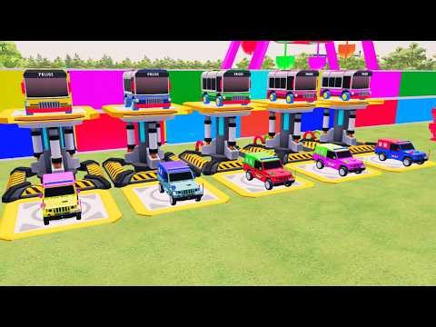 Garage with Colors - ALL MIXER TRUCK WITH DOUBLE FLATBED TRAILER TRUCK, MIXER, POLICE, JEEP - FS22