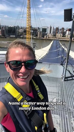 POV: You’re walking over the O2, not around it 👀☀️ Blue skies, London views, and a serious adrenaline boost 🧗‍♀️💙 #UpAtTheO2 #O2Climb #LondonAdventure #WalkOverTheO2 #HiddenLondon #BucketListUK #BlueSkyDays #CityViews #SoloAdventure #ThingsToDoInLondon