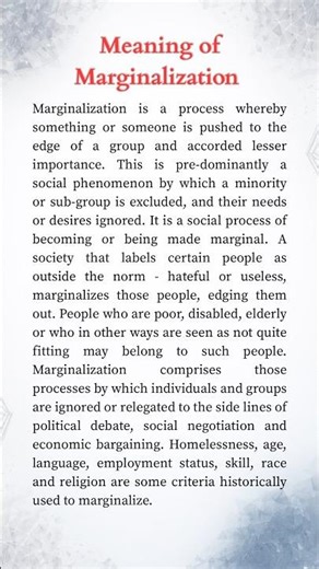 What is Marginalization? Simple Meaning #bedstudents