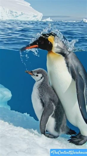 Penguin 🐧 Parent Goals in Antarctica ❄️ 🌊| #thecontentwarehouse #shorts #ytshorts #trending #viral