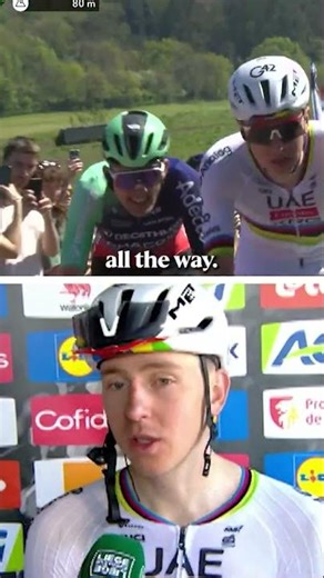 “He was so strong… I was already preparing to do a sprint!” Tadej Pogacar after winning Liege 👏👏👏