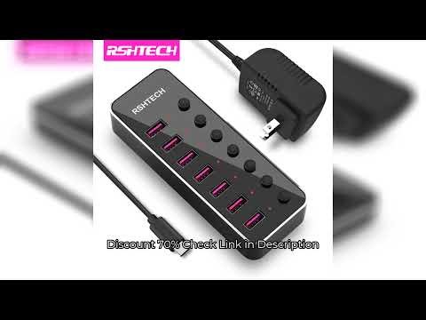 RSHTECH USB 3.0 Hub 7 Port Expander 5Gbps Data Transfer USB Splitter with Individual On/Off Switches