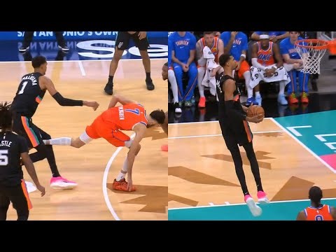 Victor Wembanyama shoves Chet Holmgren out the way then throws down windmill dunk 😂