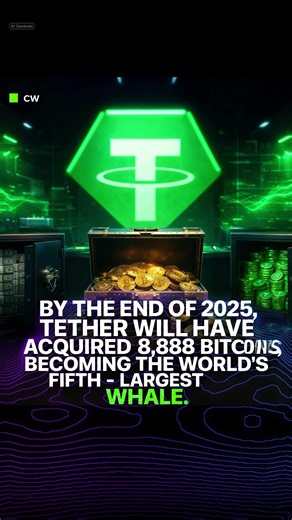 By the end of 2025 Tether will have acquired 8,888 Bitcoins becoming the world's fifth-largest whale