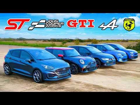 Ultimate HOT HATCH DRAG RACE: Ford v VW v MINI v Alpine v Abarth