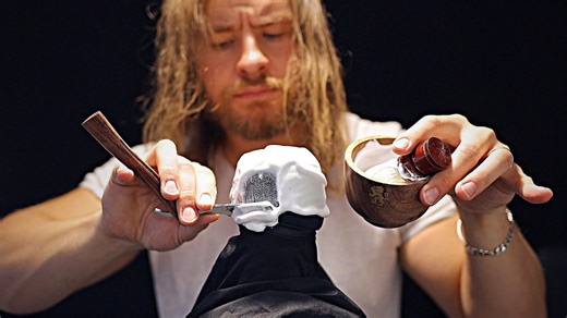 I tried this wet towel shave (with sounds)