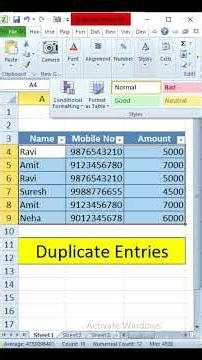 Excel Me Duplicate Data Pakadne Ka Shortcut | 1 Click Me Duplicate Find Kare 🔥 #shorts