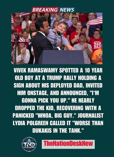 Vivek Ramaswamy Nearly Drops Boy Onstage at Trump Rally, Gets Roasted Online