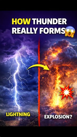 Thunder isn't what you think It's not just sound... it's air exploding. Lightning heats air so fast that it expands violently that shockwave is thunder Once you understand this, storms will never sound the same again. Save this reel if you love science Follow for daily mind-blowing facts Hashtags #Thunder #Lightning #ScienceReels #Curiosity #WeatherFacts | ScienceIn DailyLife