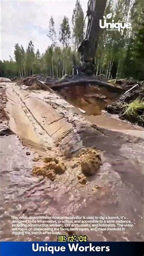 Excavator digging trench