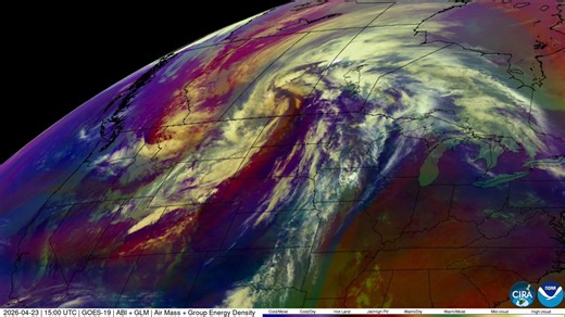 A large mid-latitude cyclone dominates over North America, bringing severe weather to the Central U.S. and winter weather to Canada.Another round of severe storms is expected to initiate in the Southern U.S. later today.