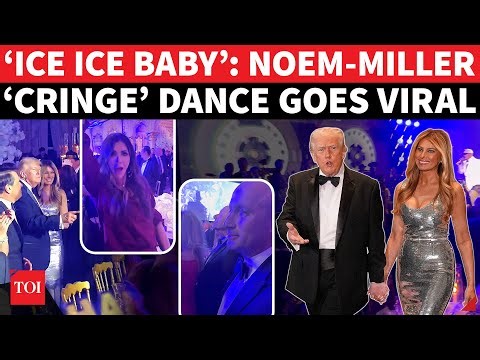 ‘PEAK IRONY’: Kristi Noem, Stephen Miller Shake A Leg To ‘ICE ICE BABY’ At Trump’s New Year Party