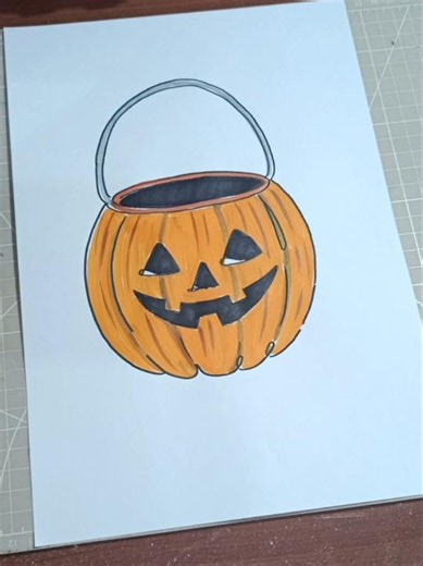 Easy Jack-o'-Lantern Candy Bucket Drawing Tutorial | Easy Trick or Treat Bucket