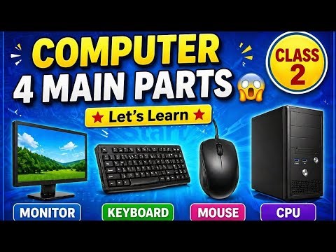Parts of Computer 🖥️ | Class 2 | Monitor Keyboard Mouse CPU | Easy Explanation