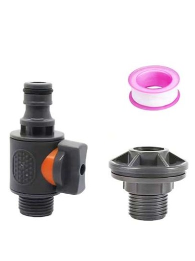 3pcs Bucket Adapter Kit Includes Gasket, Durable Rain Barrel Connector Set, 1/2" External Thread Fitting, Suitable For European And American Standard Water Pipes, Rain Barrels And Aquariums, Includes Water Tank Faucet, Gasket And Other Accessories | SHEIN