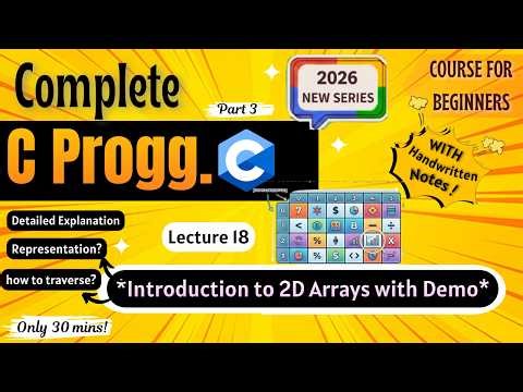 *Introduction to 2D Arrays* | Full Explanation | Lec 18 | C Programming Full course for Beginners