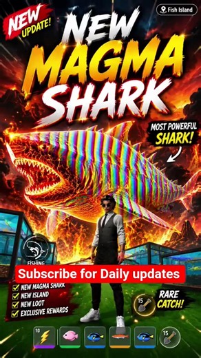🌈MAGMA SHARK 🦈🤯 NEW VOLCANO ISLAND 🏝️ LET'S FISH 🐠 #freefire #shorts