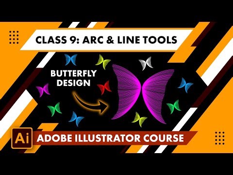 Adobe Illustrator Class 9: Arc & Line Tools – Butterfly Design (Hindi/Urdu)