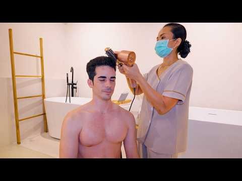 ASMR: Extremely Relaxing Head Massage, Shampoo and Hair Styling - Bangkok 🇹🇭
