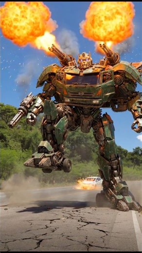 Green Transformer Unleashed! Heavy Weapons Ready for War 🤖🔥