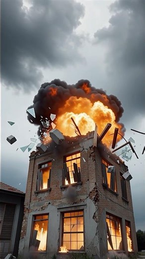 Abandoned Building Explosion 💥. #youtubeshorts #aishorts #aivideo #buildingcollapse