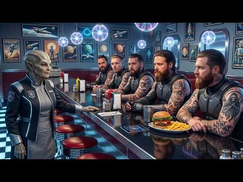 An alien woman tells the Death Pilots, Hello, sir, my daughter has a tattoo exactly like yours—what