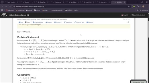 AtCoder Beginner Contest 452 全球第一！