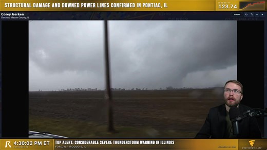 We are live right now tracking a significant tornado on the ground in Illinois. This storm is producing major damage and lofting debris 15,000 feet into the air. Do not wait to take shelter if you are in the path. Tune into the live stream immediately for coverage. https://www.youtube.com/watch?v=ErWPNZ1IsDc | Ryan Hall, Y'all