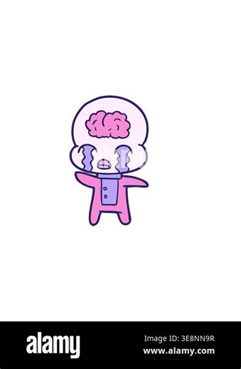 horizontally vibrating animation of cartoon big brain alien crying Stock Video Footage - Alamy