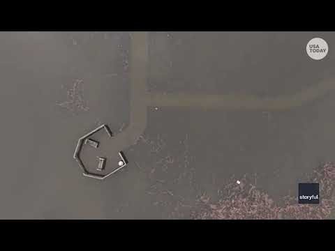 Drone footage captures flood damage in Northern Michigan: Over a dozen bridges closed or failed