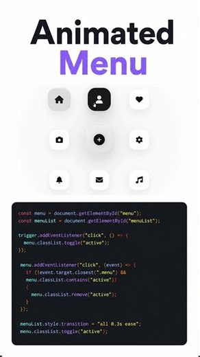 Animated Menu | HTML | CSS | JavaScript #coding #webdesign