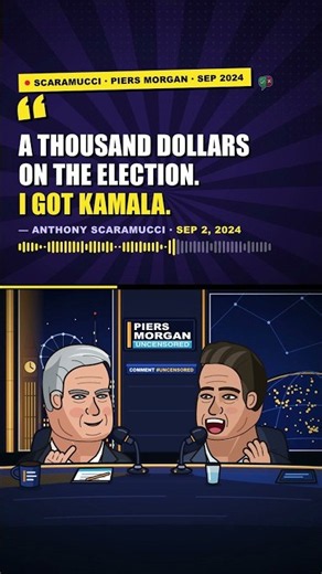 Scaramucci, Sept 2024: a $1,000 charity bet on Kamala Harris with Piers Morgan — what happened?