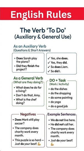 Master the Verb “DO” in English Grammar | Auxiliary Verb vs Main Verb Explained Clearly#esl #english