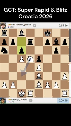 GCT: Super Rapid & Blitz Croatia 2026 Rapid Round-7 Firouzja Alireza-2748 VS Van Foreest Jorden-2597