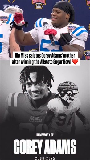 Corey Adams was killed in a shooting in July 2025. 📸 @olemissfb | SEC Network