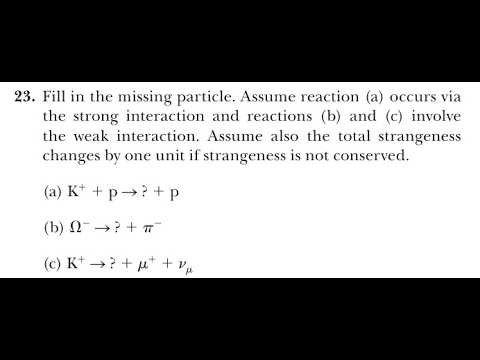 Fill in the missing particle. Assume reaction ( a) occurs via the strong interaction and reactions (