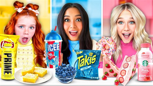 10 kids eat everything in one color for 24 hours! 🍋🫐🍉