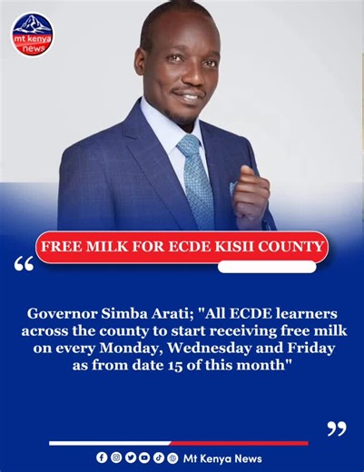 Free Milk Initiative for ECDE Learners in Kisii County