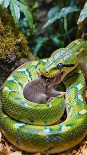 🐍 Green Python Catches a Rat in Seconds! 😱 | Amazing Snake Strike #Shorts #ballpython #batrescue