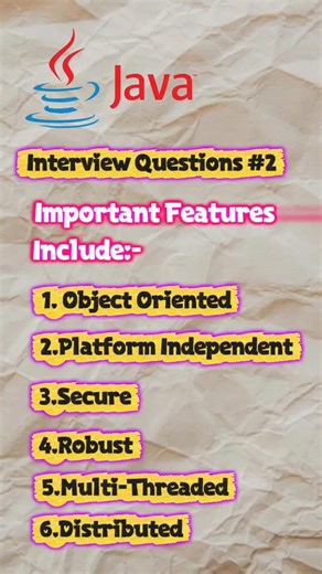 What are the main features of Java? #coding #interviewquestions #engineeringlife #programming #java