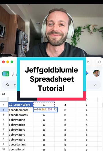 Jeffgoldblumle spreadsheet tutorial! #wordle | spreadsheet