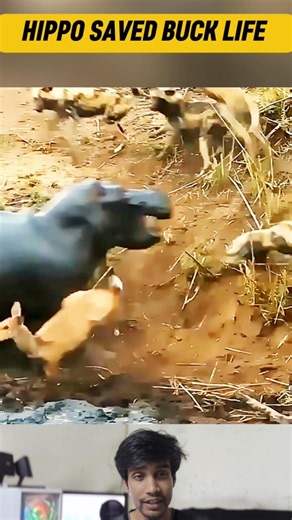 Unbelievable Rescue! Hippo Saves a Buck from Wild Dogs