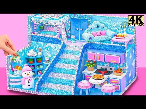 Build Beautiful 2-Story Snow House with Queen Bedroom & Grand Staircase ❄️ | DIY Miniature House