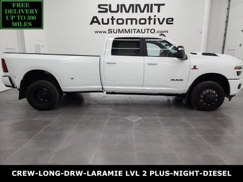 2025 RAM 3500 LARAMIE LEVEL 2 PLUS NIGHT DIESEL BRIGHT WHITE 4K WALKAROUND 16099Z