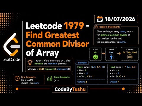 LeetCode 1979 | Find Greatest Common Divisor of Array | Java Solution | Math | CodeByTushu